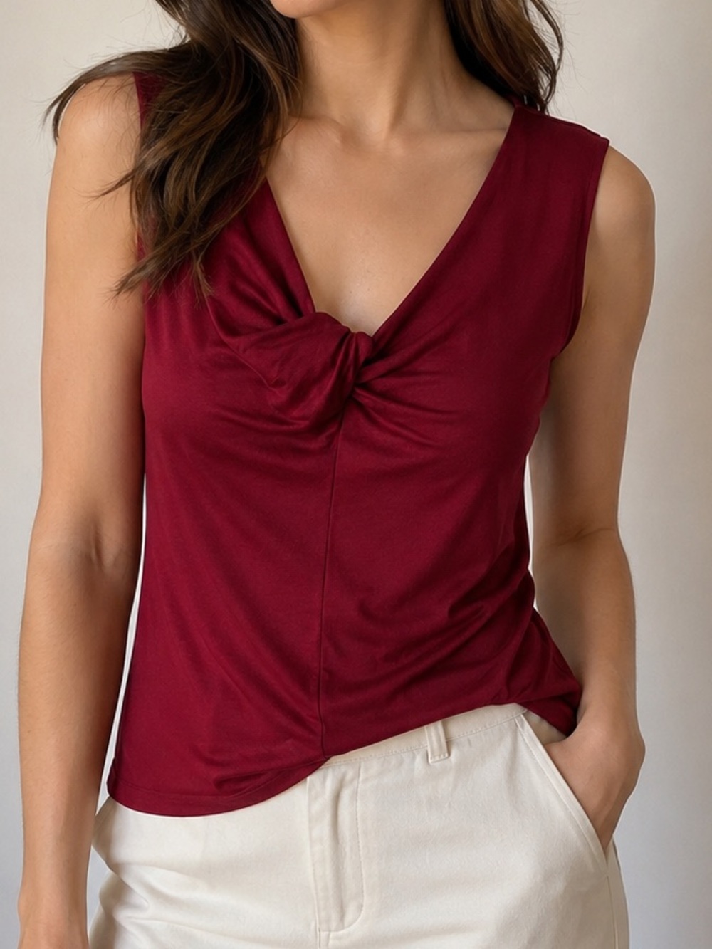 Banana Republic Sleeveless Knot-Front Top